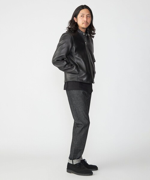 SHIPS: ラムレザー シングル ライダース ジャケット（ライダース