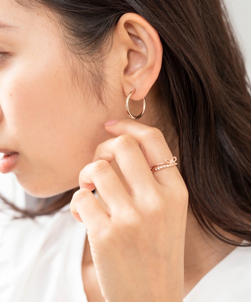 K18 ピンクゴールド フープピアス(L) ESTELLE/エステール（ピアス（両