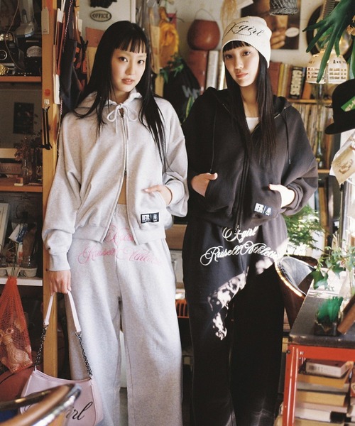 X-girl × Russell SCRIPT LOGO ZIP UP SWEAT HOODIE（パーカー