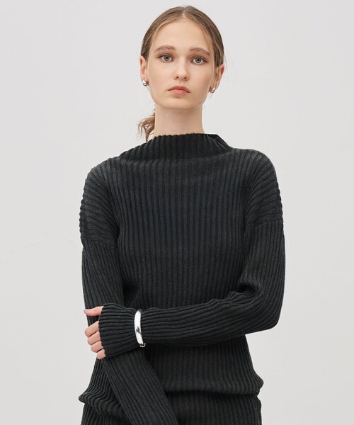 セール】シアーストライプニット タートルトップス（ニット/セーター
