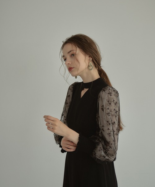 セール】スリーブエンブロイダリードレス / sleeve embroidery dress