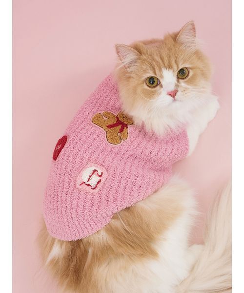 セール】【CAT&DOG】ベビモコベアサガラ刺繍プルオーバー（ペット