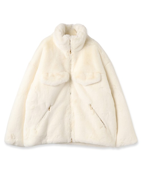 クルニ アウター ボア ブルゾン ジャケット MA1 ウール 2 白系 金