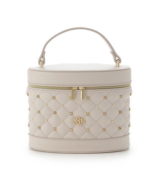 pium ビジューキルティングトートバッグ 白 キルティングリボンバッグ