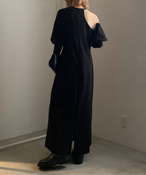 Ameri（アメリ）の「LAKE CURVE TRICOT RIB DRESS（ワンピース）」 - WEAR