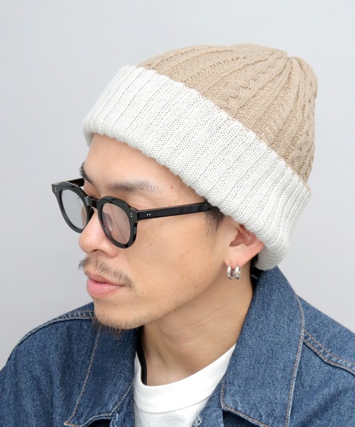 Ruben（ルーベン）の「リブ編み ケーブル編み バイカラー リバーシブル