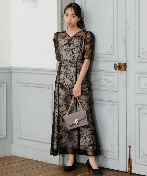 スパンコール刺繍レース ワンピースドレス（ドレス）｜form forma