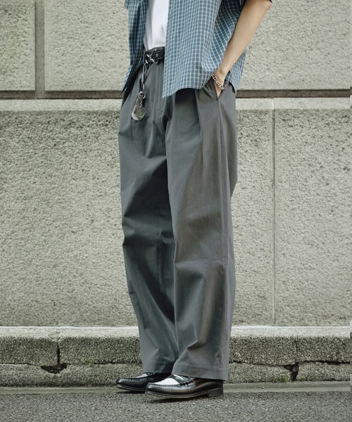 ヘビーツイル ワイドストレート ダブルインタック グルカチノパンツ