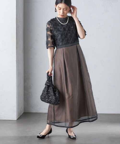 kaene:エンブロイダリー ミックス ワンピース〈セレモニー対応可