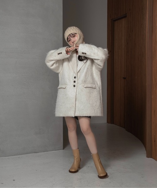 lawgy（ラウジー）の「shaggy accent button jacket coat / シャギー