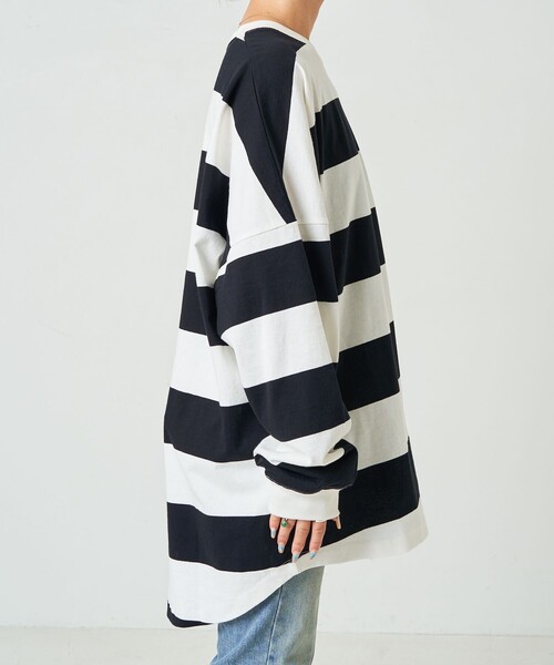 セール】限定展開 ワイドボーダー ロングスリーブ Tシャツ（Tシャツ