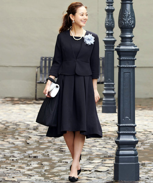 洗えるジャケット&フィッシュテイルワンピース2点セットアップ