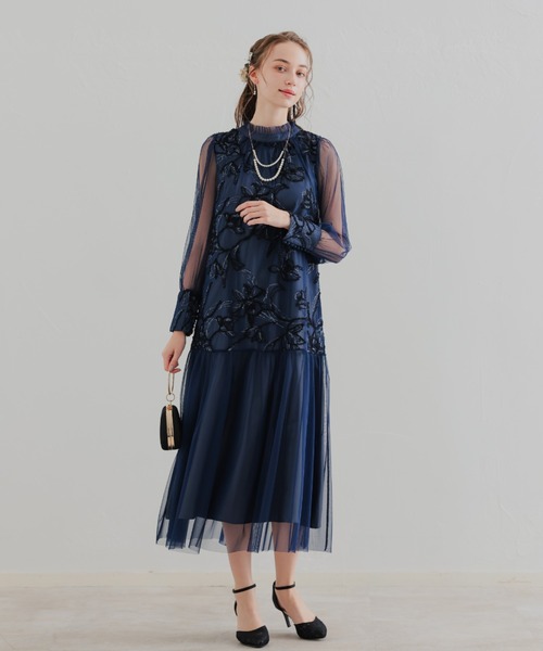 フェザーフラワーチュールドレス 結婚式お呼ばれワンピース