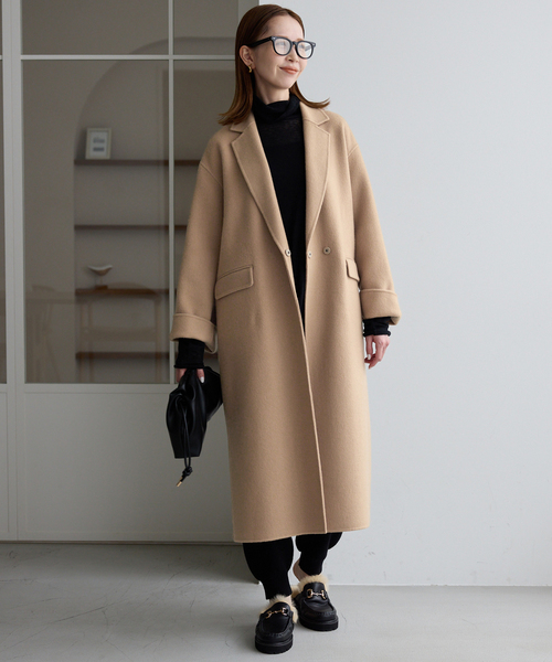 追加》souple woolダブルフェイスチェスターコート（チェスターコート
