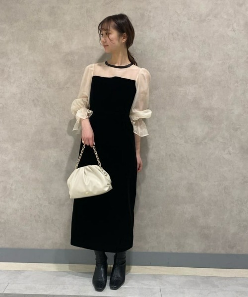 SALON by Chico限定】配色シースルータイトロングドレス（ドレス
