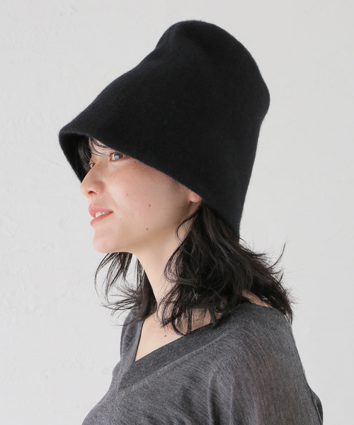 y YO（イーヨ） DAIANA hat ブラック カシミア ニット帽 y YO：Diana