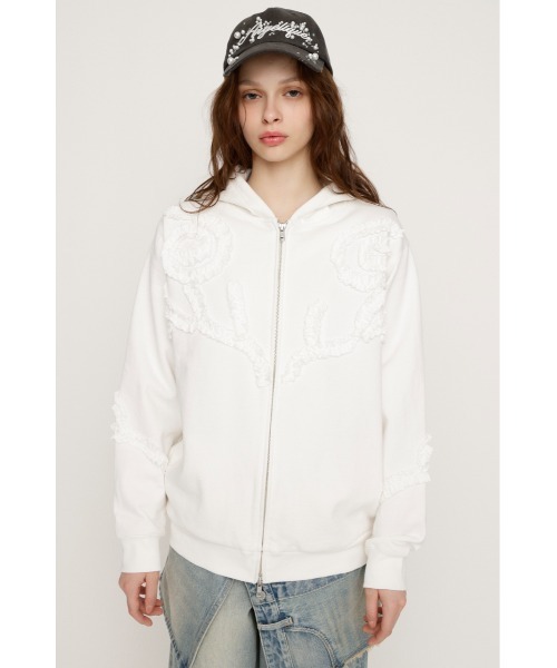 FRILL ZIP UP HOODIE フリルジップアップフーディ 冬服 春服 ジップ