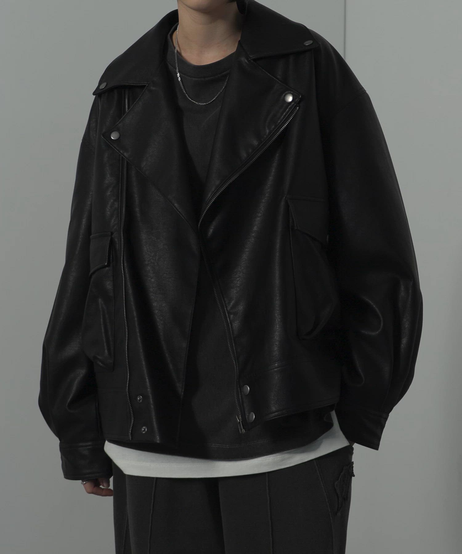 セール】【Alfred Alex】オーバーサイズダブルライダースジャケット