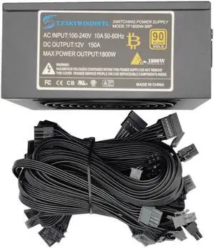 2000W ATX Mining Power Supply, 110-240V PSU Support 8 GPUs Mining