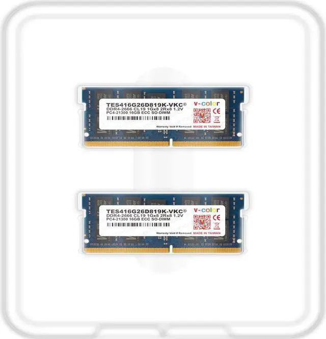 V-COLOR 32GB (2 x 16GB) ECC SO-DIMM DDR4 2666MHz (PC4-21300) for