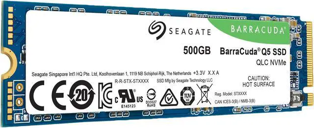Seagate BarraCuda Q5 M.2 2280 500GB PCIe Gen3 x4 NVMe 1.3 3D QLC
