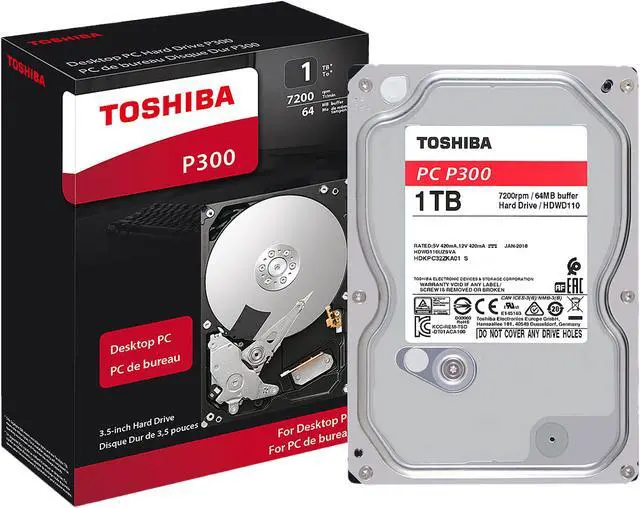 Toshiba P300 1TB Desktop PC Internal Hard Drive 7200 RPM SATA 6Gb