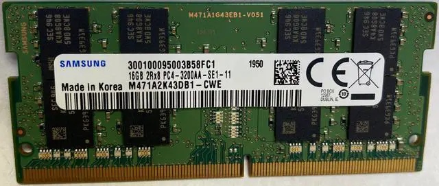 Samsung 16GB DDR4 3200MHz PC4-25600 1.2V 2Rx8 260-Pin SODIMM