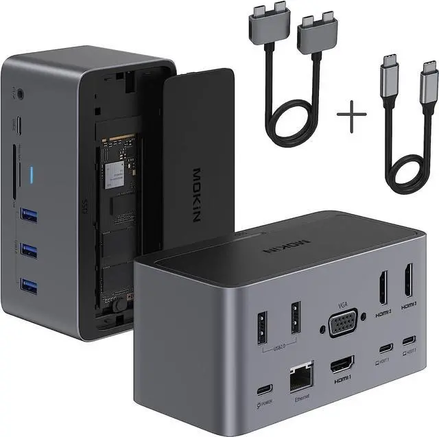 Docking Station, 18 in1 USB C Docking Station Dual Monitor for