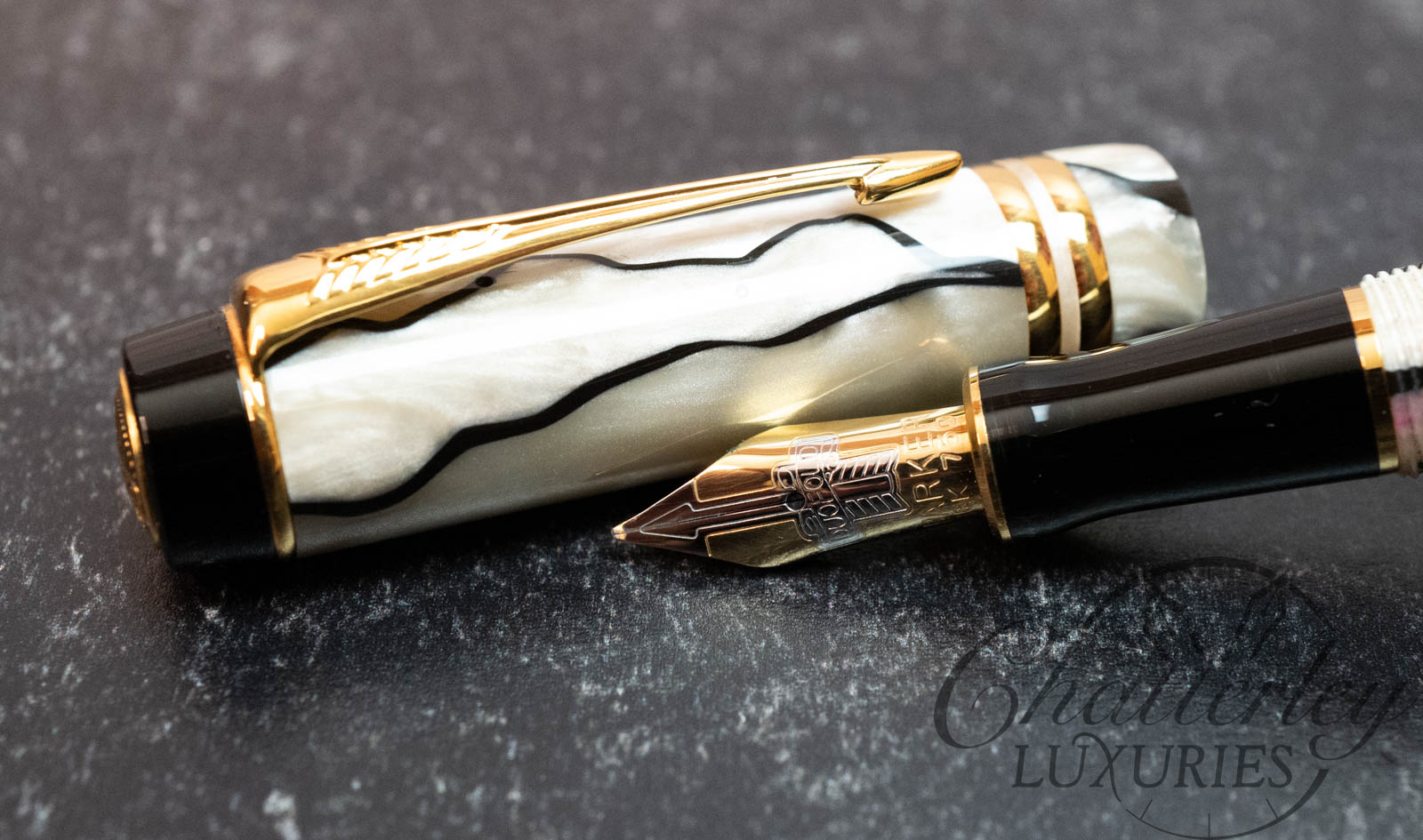 Parker Duofold Centennial Pearl and Black Fountain Pen - Chatterley