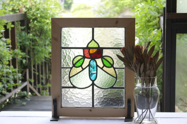 アメリカ ステンドグラス 中世風 教会風 花文様バラ窓グラスマスターズ