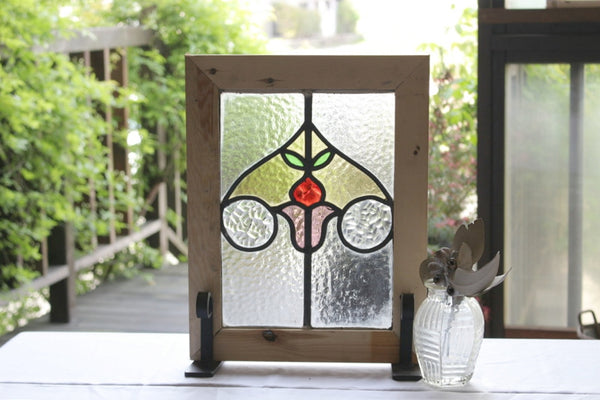 割引 大型のステンドグラスのパネル 大型 ヴィンテージ ステンドグラス