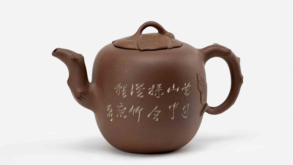 孟臣 底款 刻漢詩 二月谷雨天】紫砂壷 朱泥 段泥