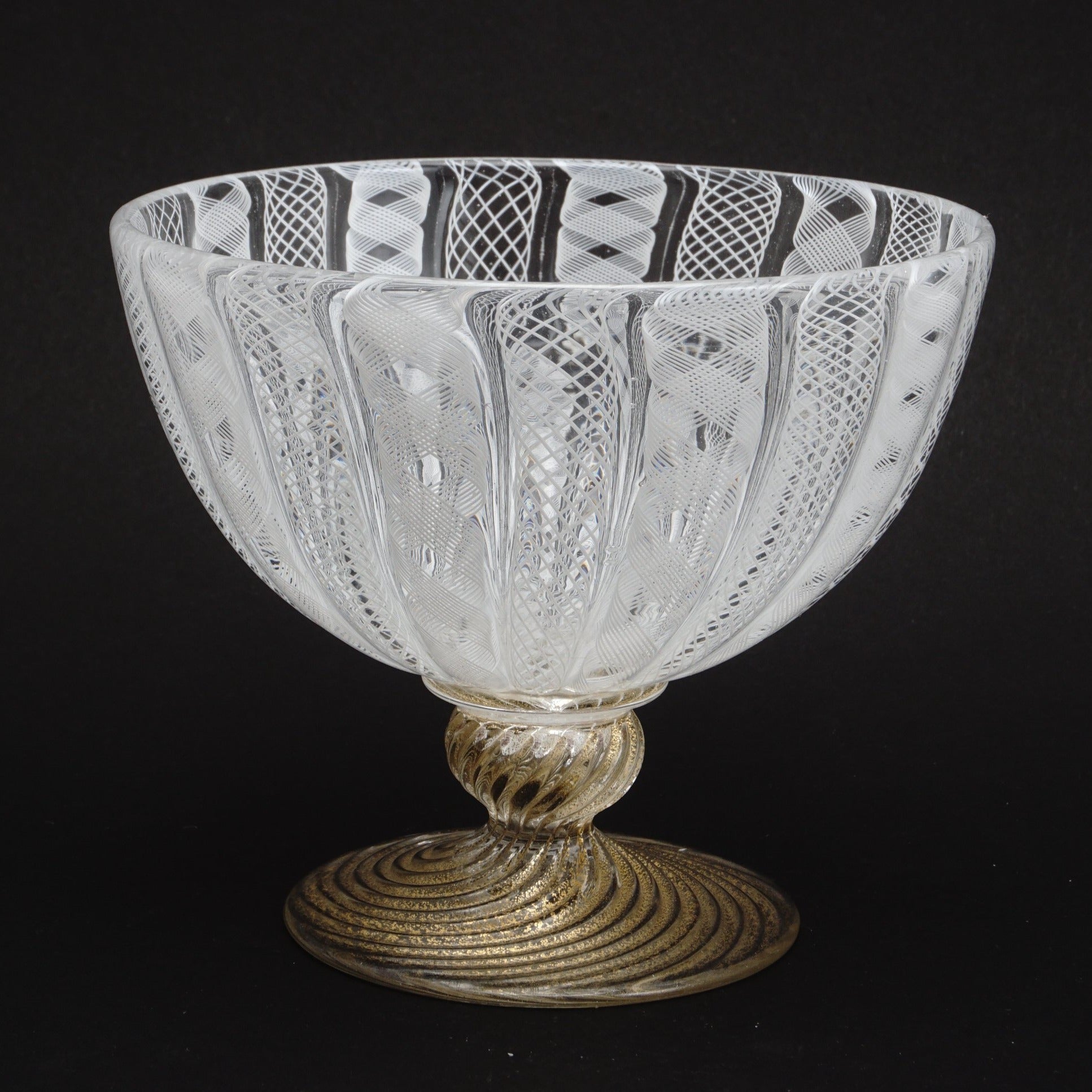 希少】ベネチア ムラーノ バラリン工房 レースガラス ボウル ピンク