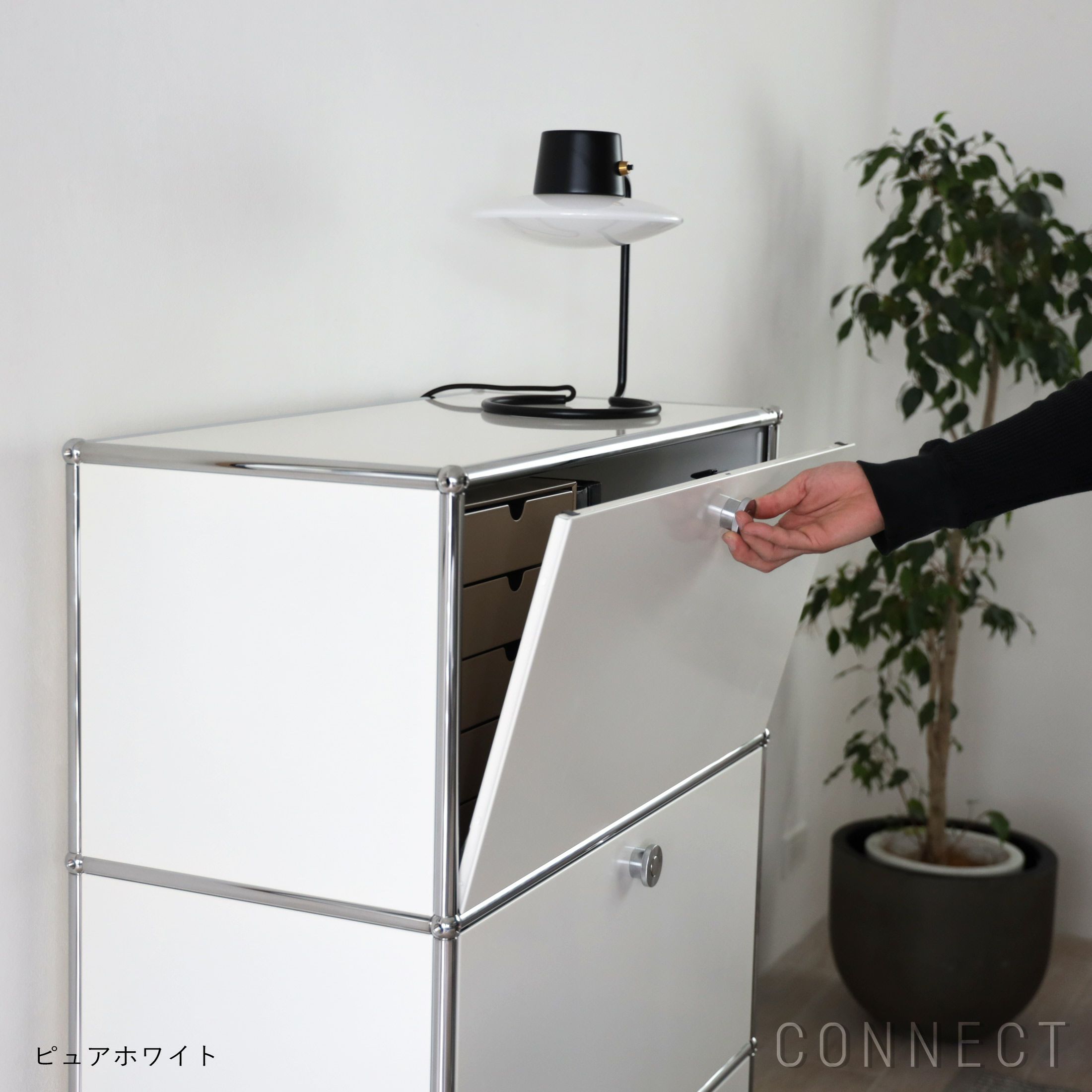 USM ハラー 1列 2段 デスク ワゴン キャビネット ピュアホワイト