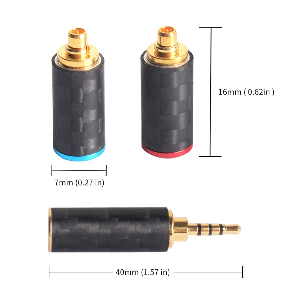 cooyin 変換プラグ 4.4mm バランス mmcx 炭素繊維外被 金メッキプラグ