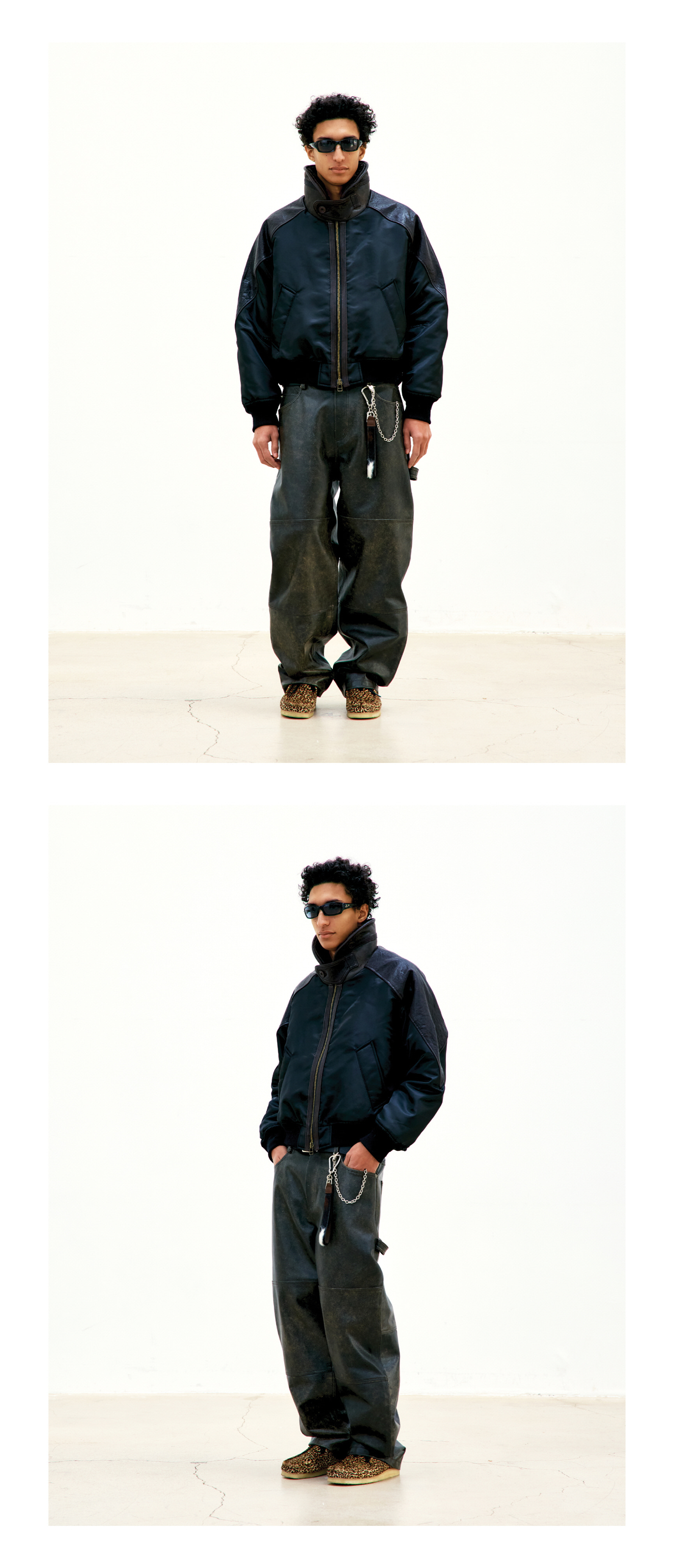 MUSINSA | COOR High-neck shearling mixed MA-1 jumper (dark brown)