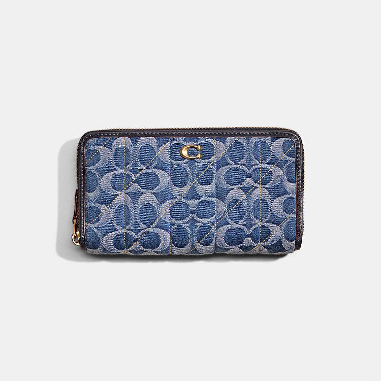 COACH® | Restored Accordion Zip Wallet In Signature Denim