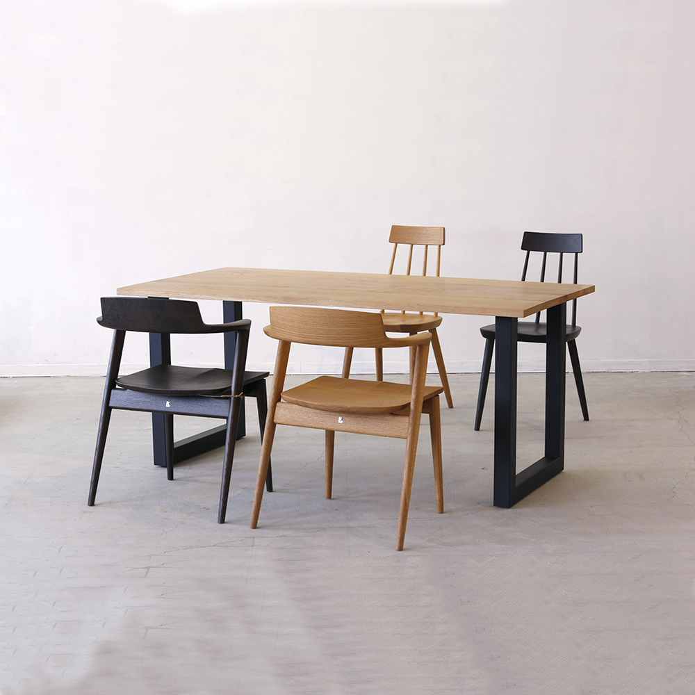 オーダーテーブル / ホワイトオーク節有り / アイアン脚 / オイル塗装