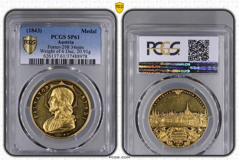 1843年 オーストリア サルバトール・ムンディ金メダル(PCGS/SP61