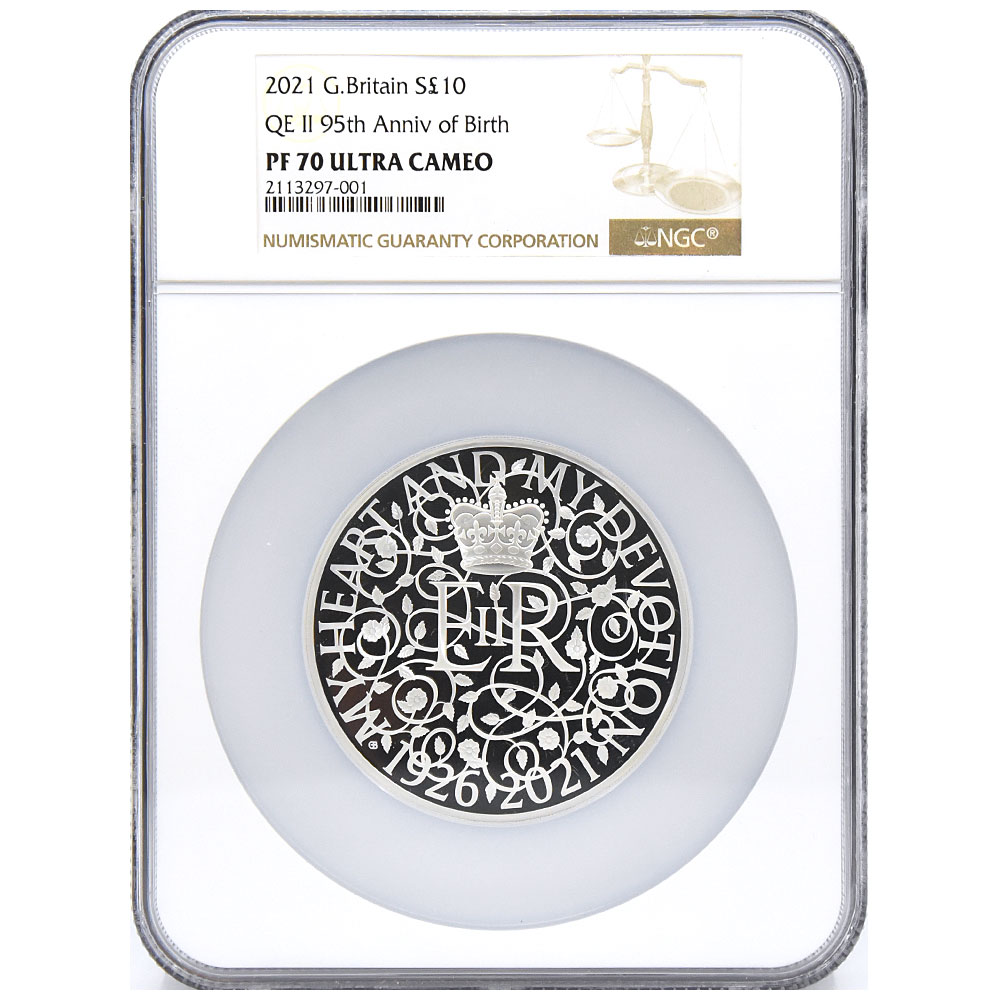 2021 エリザベス女王生誕95周年 2oz £5 銀貨 NGC PF70UC