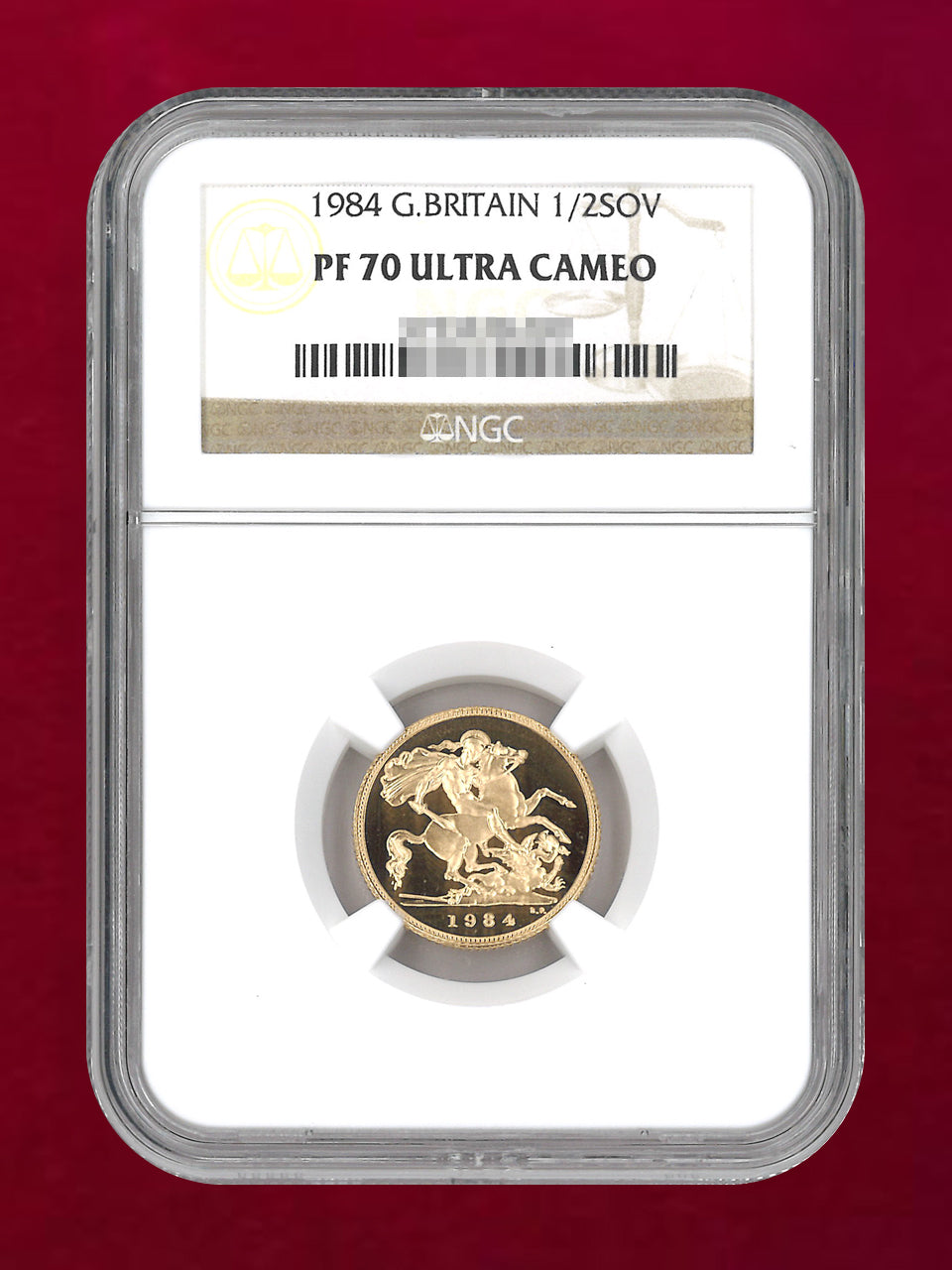 イギリス】1/2ソブリン 金貨 プルーフ 1984 NGC PF70 ULTRA CAMEO［A