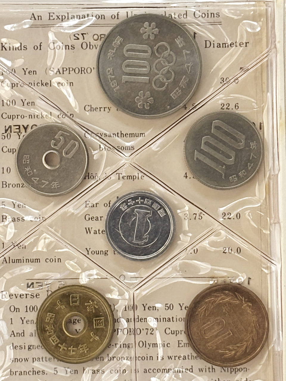 日本の銀製旧貨幣 7枚セット 日本のプルーフ・ミント・コインセット