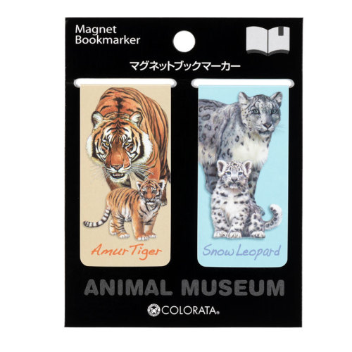動物 生物 マグネットブックマーカー アムールトラ親子＆ユキヒョウ