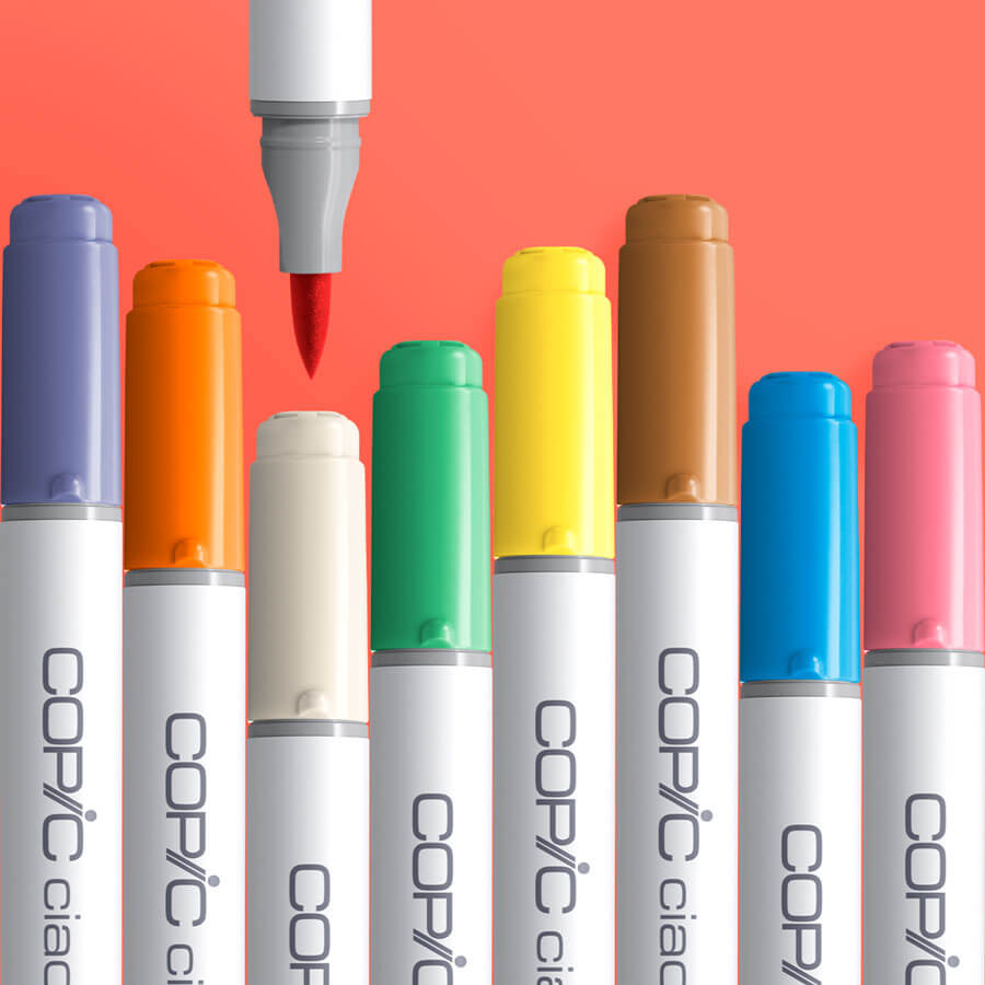 コピックスケッチ65本、チャオ18本、ライナー11本、スケッチブック6冊