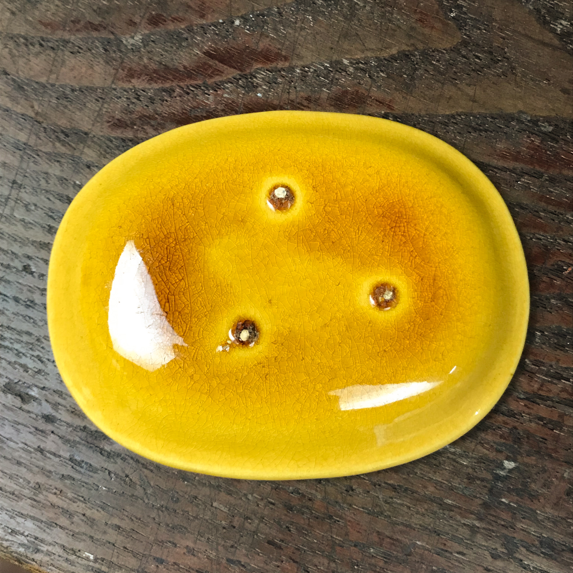 珉平焼 黄釉浮彫龍紋小判皿 珉平焼 黄釉浮彫龍紋小判皿 小皿 豆皿 小判