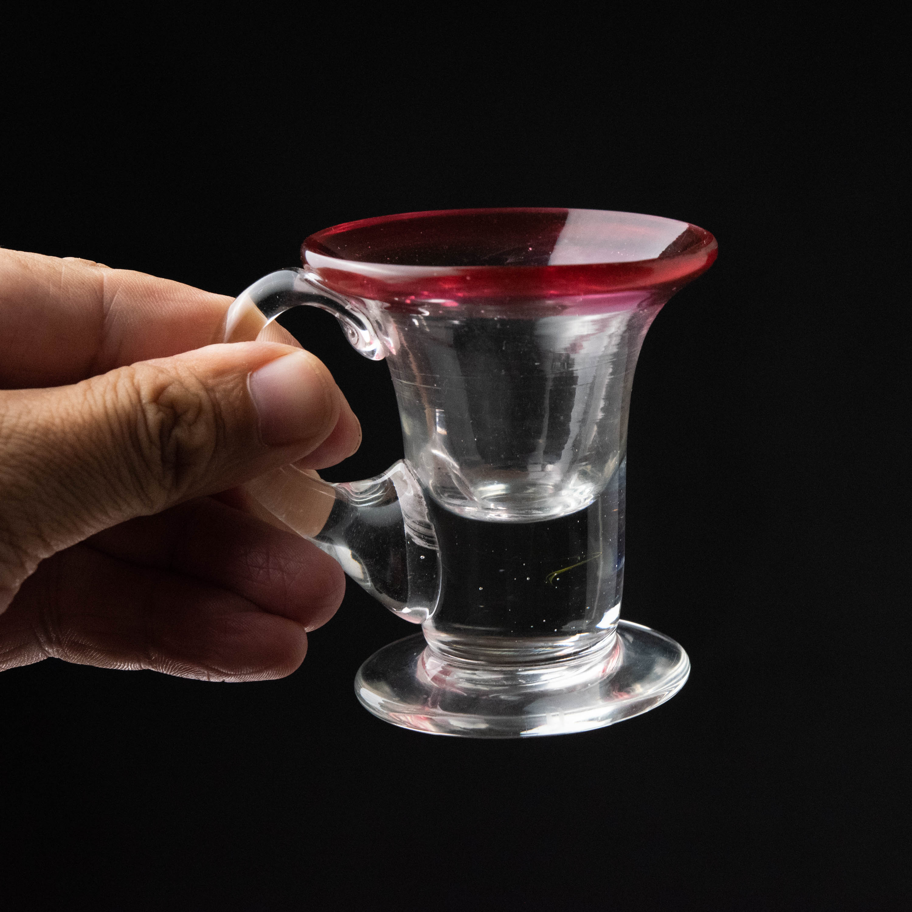 アイスクリームコップ 氷コップ 赤縁 手吹きガラス アンティーク 骨董