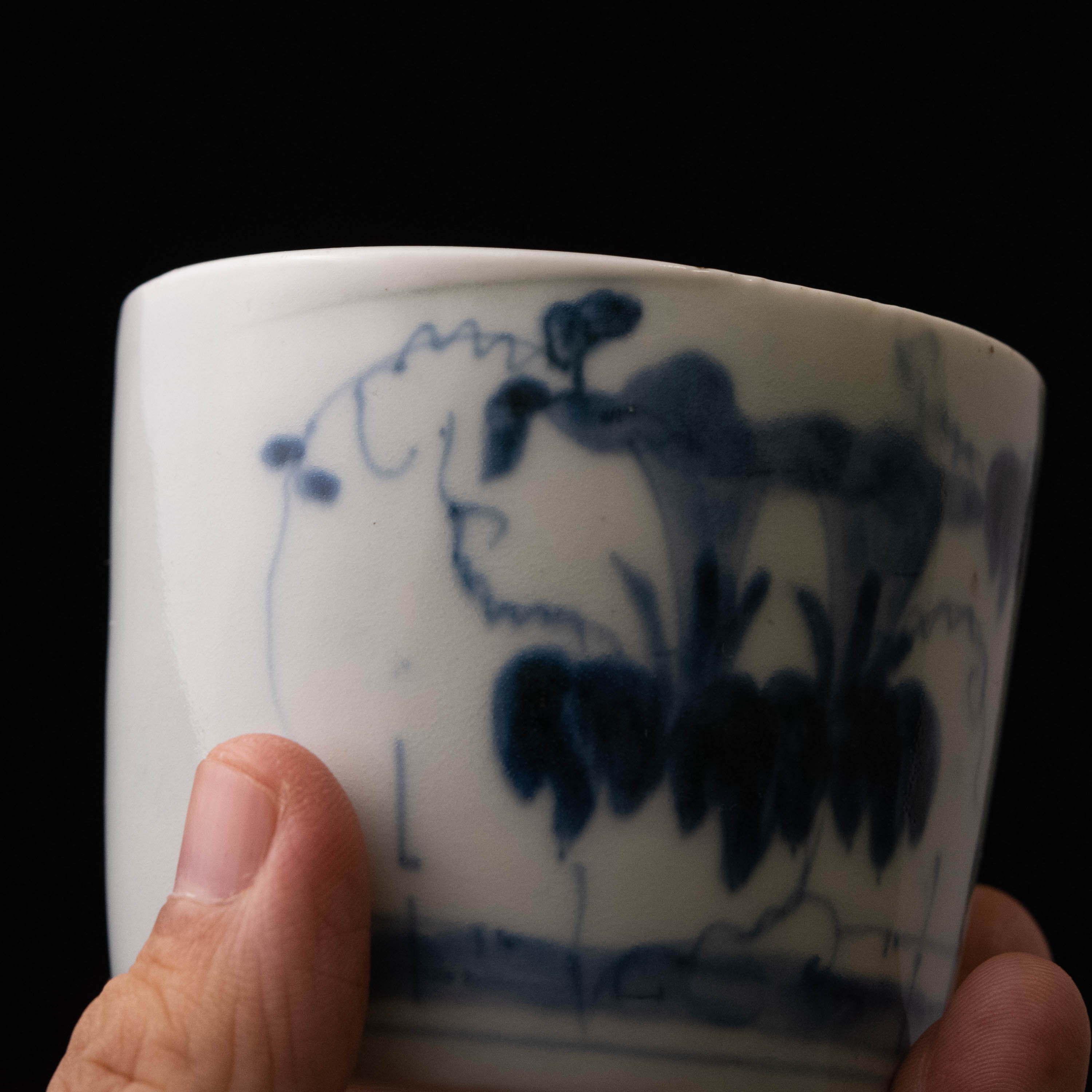 古伊万里 染付古印判朝顔図初期手猪口 /そば猪口 蕎麦猪口 陶磁器