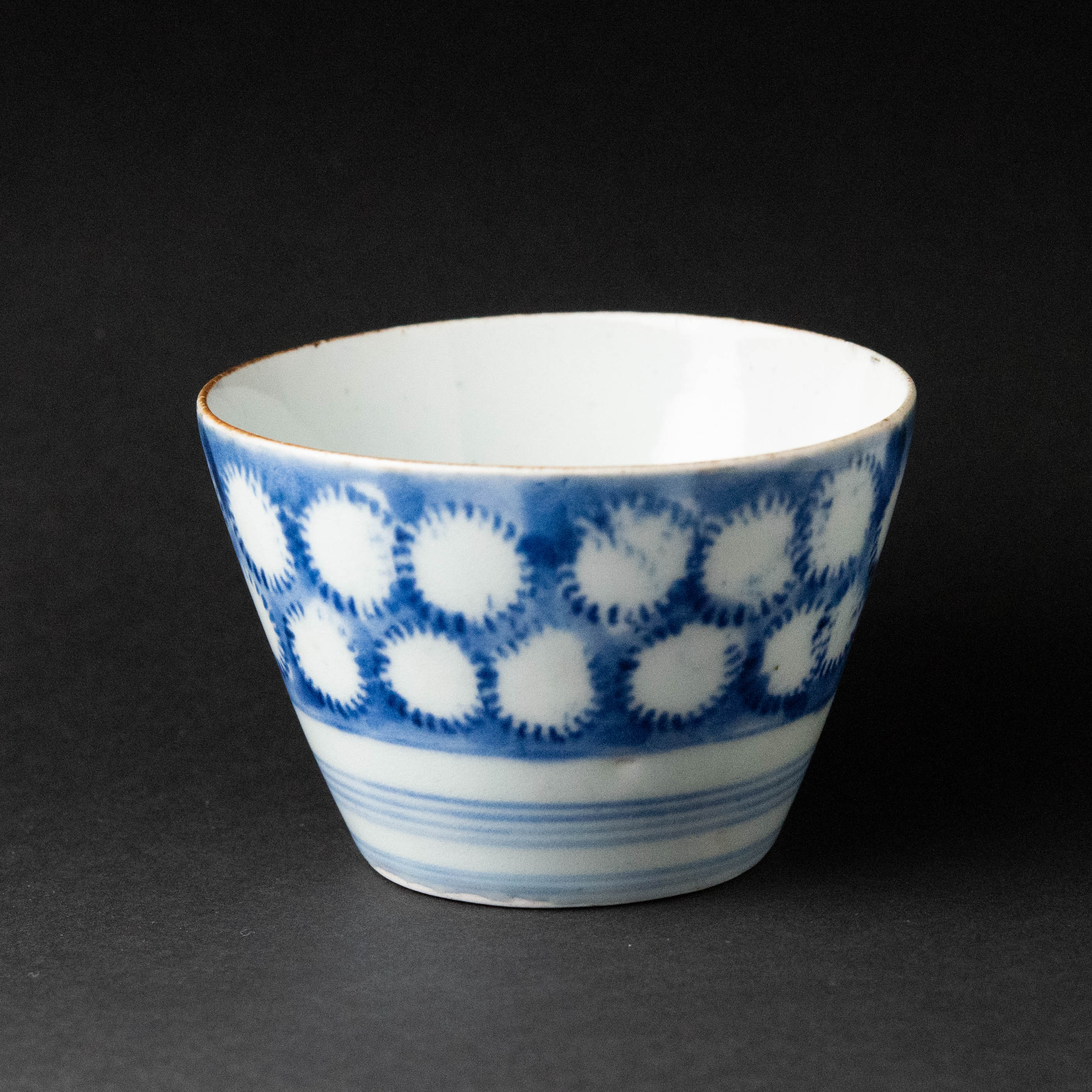 古伊万里 染付 雪輪に葦の図 蕎麦猪口 E760AS-CYl 古伊万里 雪輪