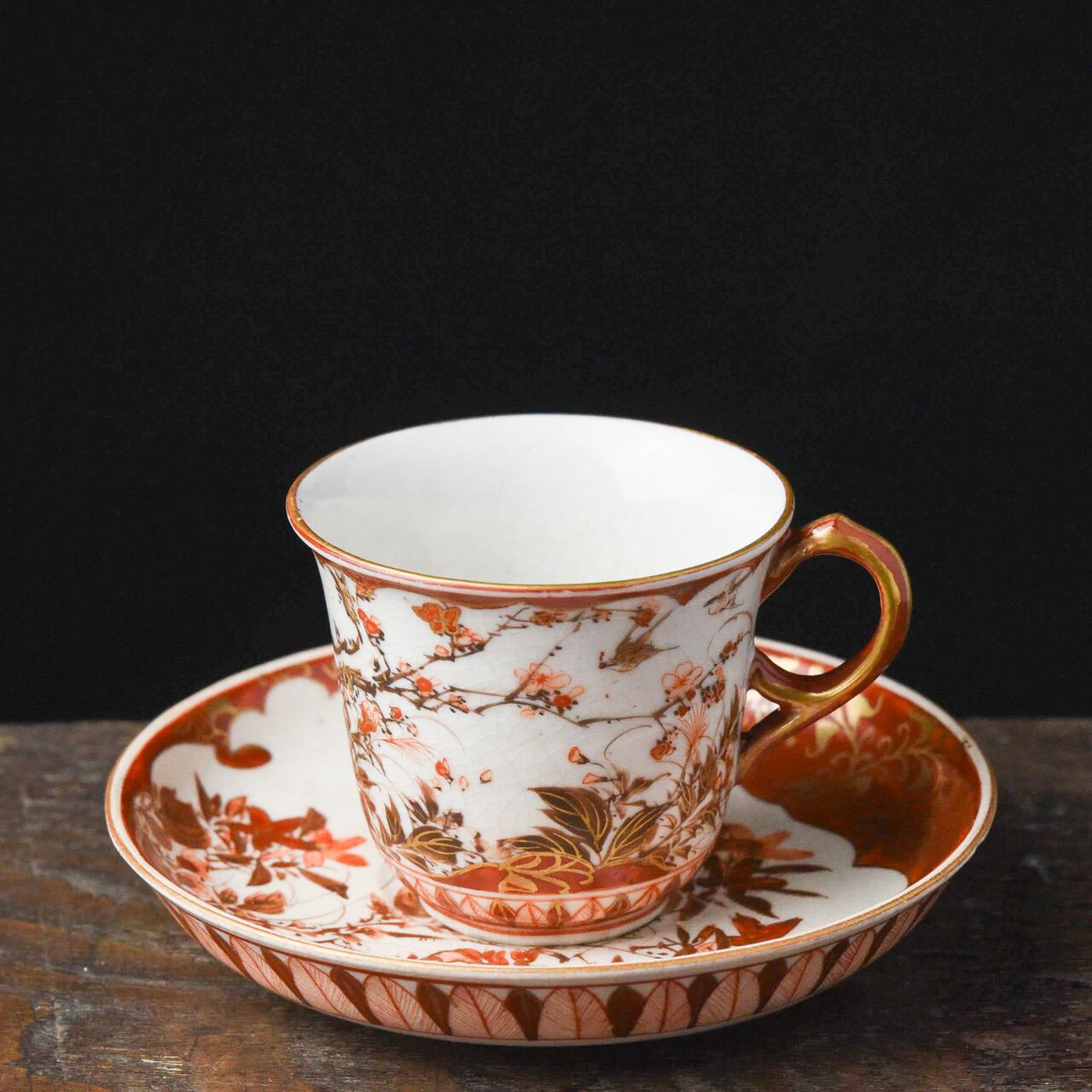 ティーカップ・ソーサー 織田製（明治時代・九谷焼と推定） 九谷青窯