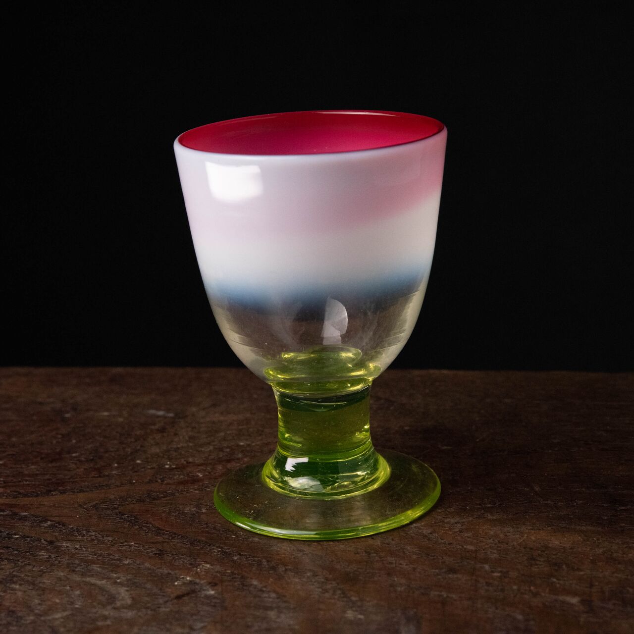 骨董時代ガラス希少橙色黄色暈し霰プレスあられ氷コップウラン 1客